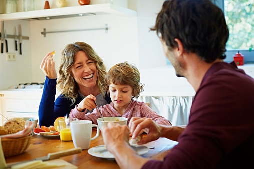 family eating breakfast