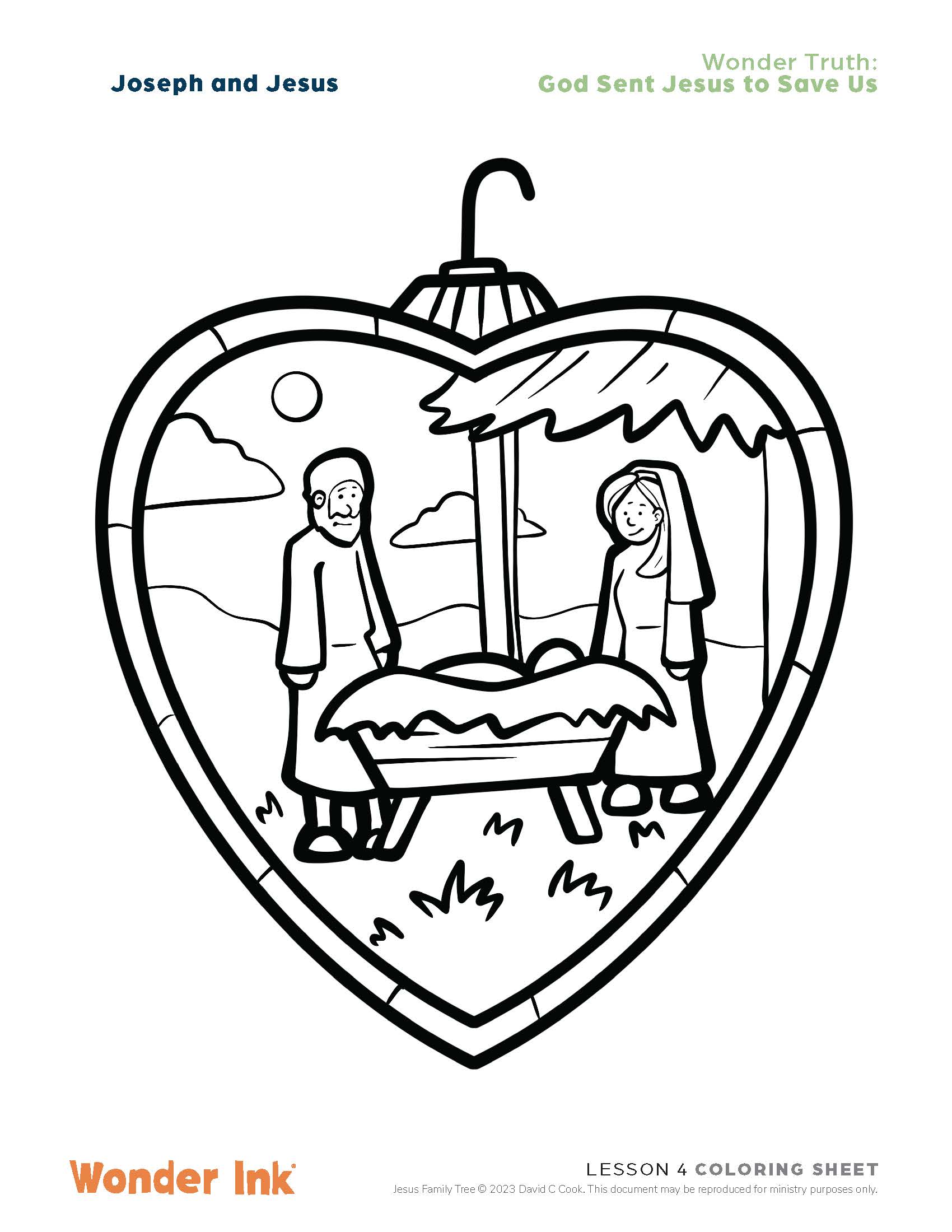 Jesus Family Tree: Christmas Ornament Coloring Pages