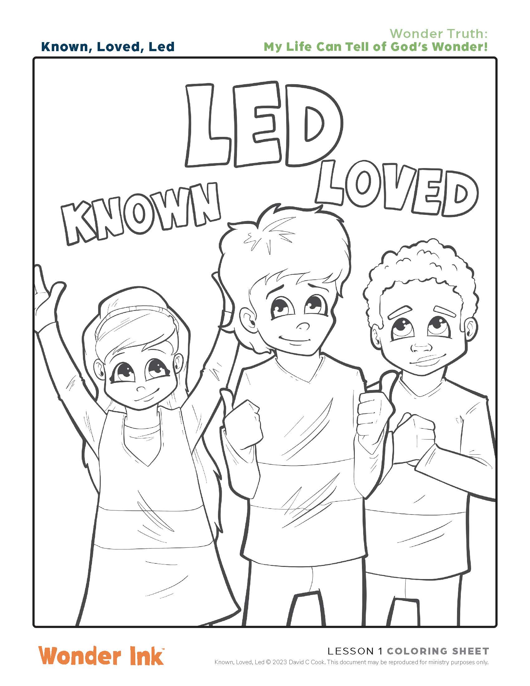 Known, Loved, Led Preschool Coloring Pages