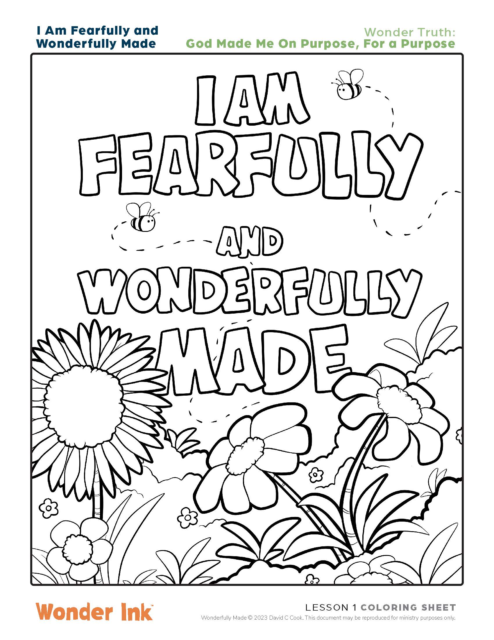 Wonderfully Made Preschool Coloring Pages